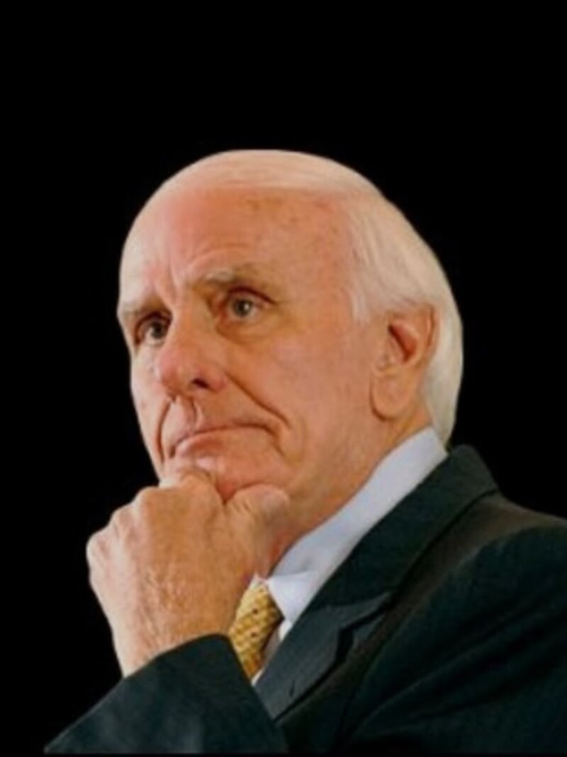 Jim Rohn, el filósofo de los negocios, en actitud reflexiva
